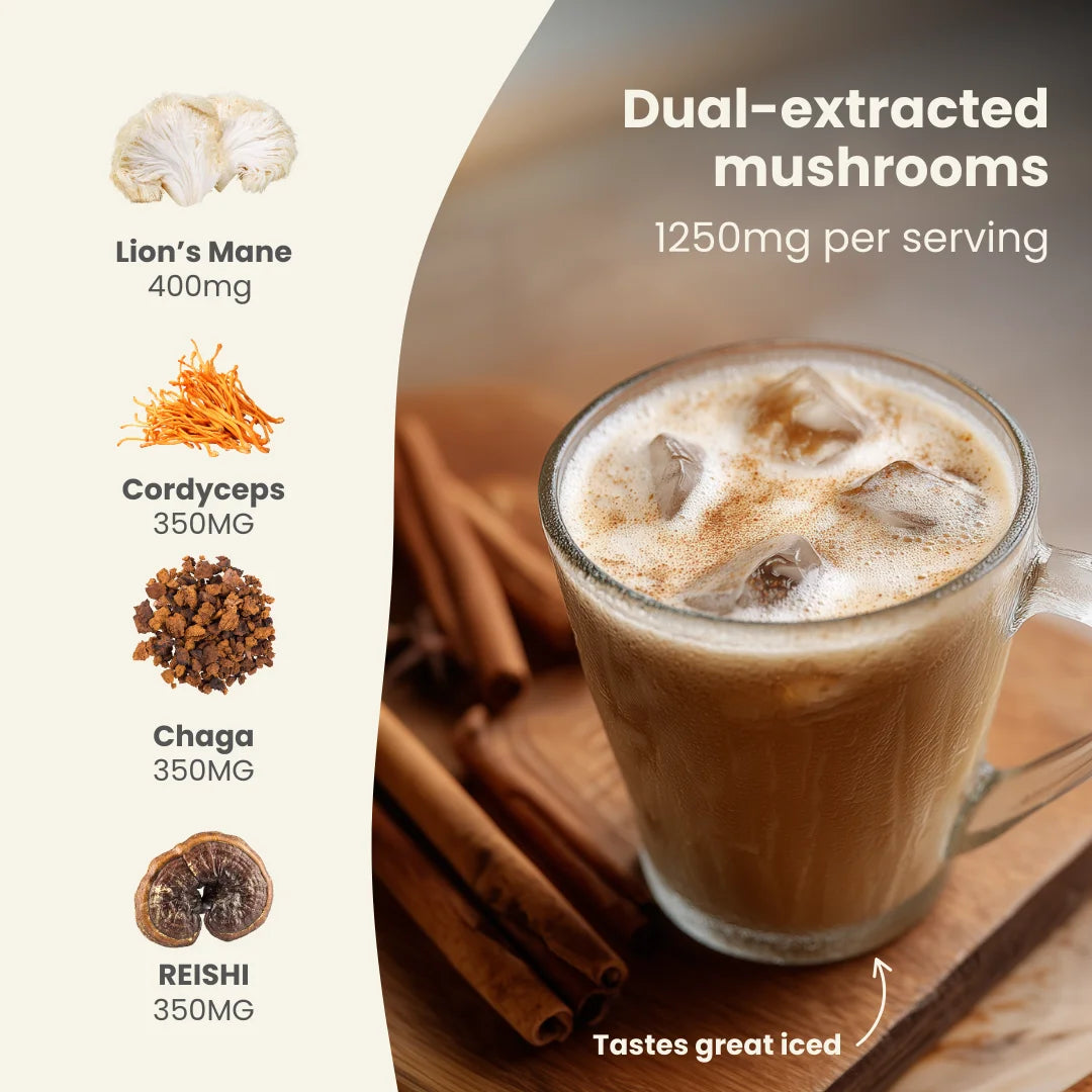 Mushroom coffee SuperLatte with lion's mane, cordyceps, chaga and reishi