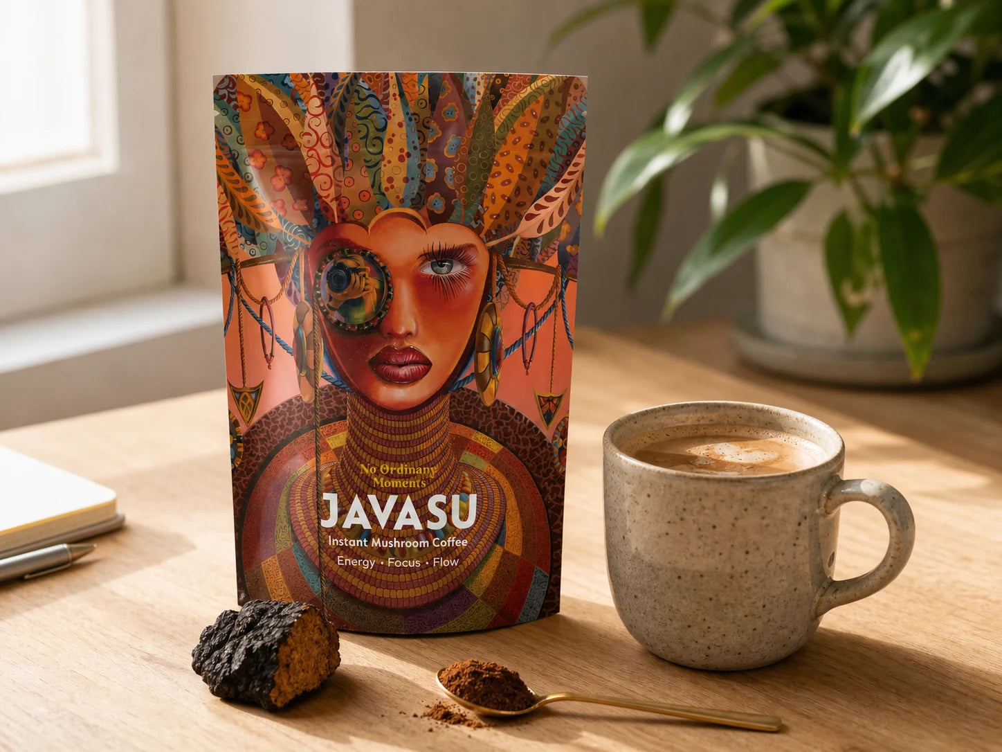 Javasu pouch with a prepared latte
