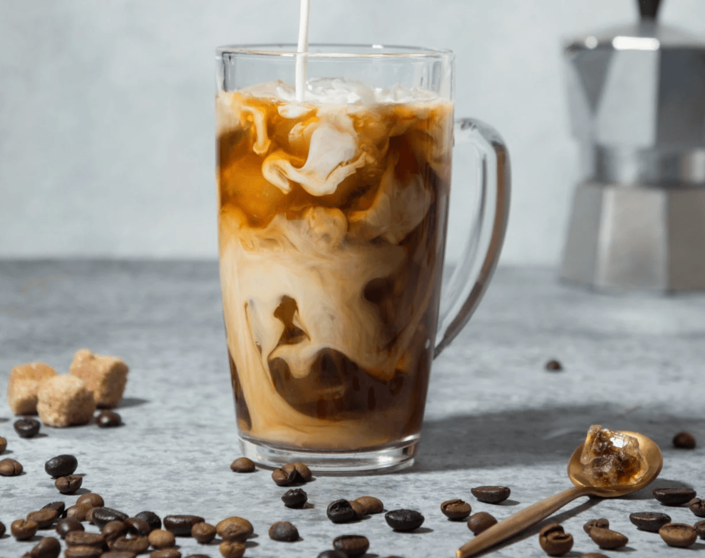 moksha caffeine free mushroom coffee with milk poured in
